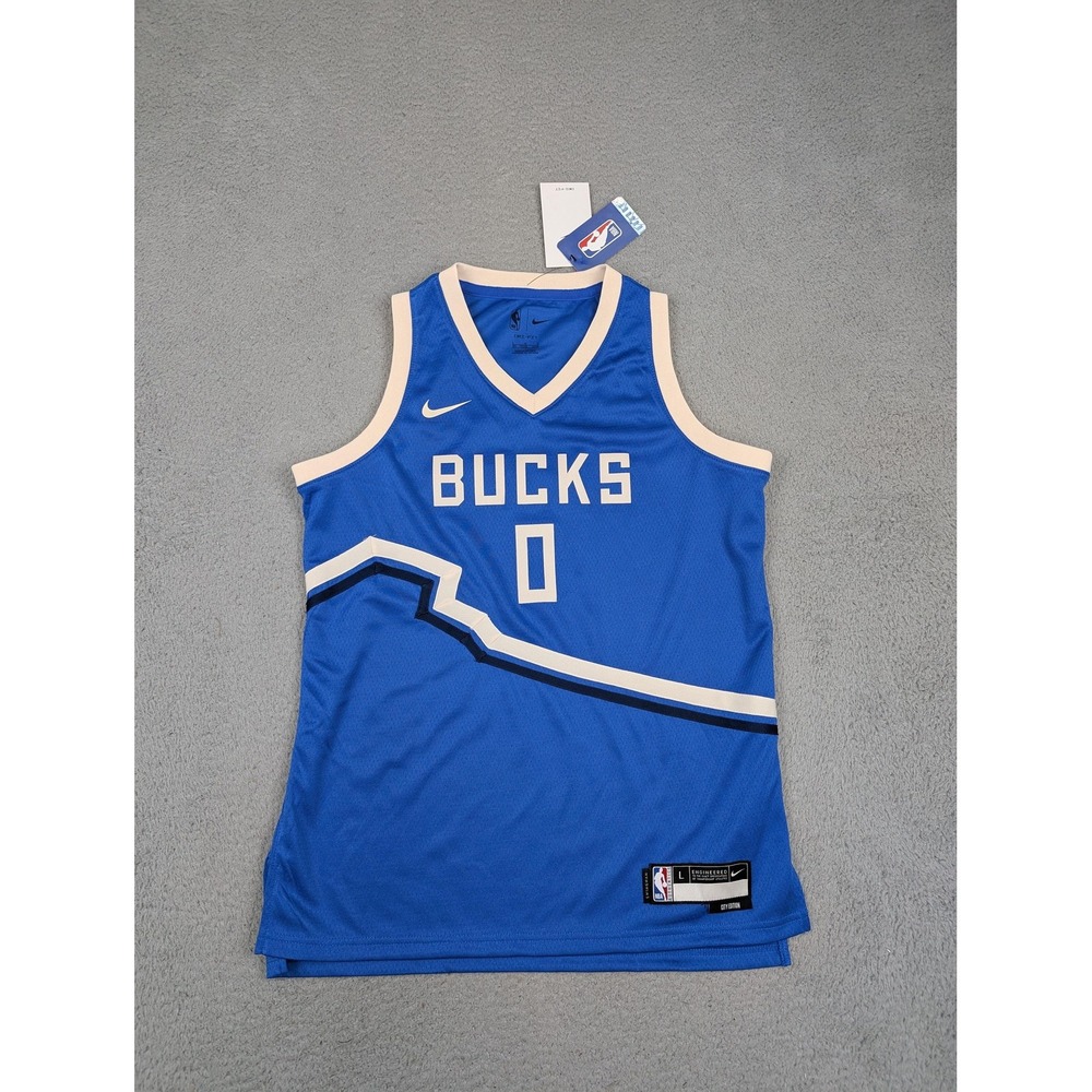 Milwaukee Bucks Jersey Youth Large Blue NBA Basketball Damian Lillard‎ Nike